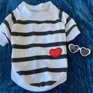 Sequin heart dog shirt & sunnies